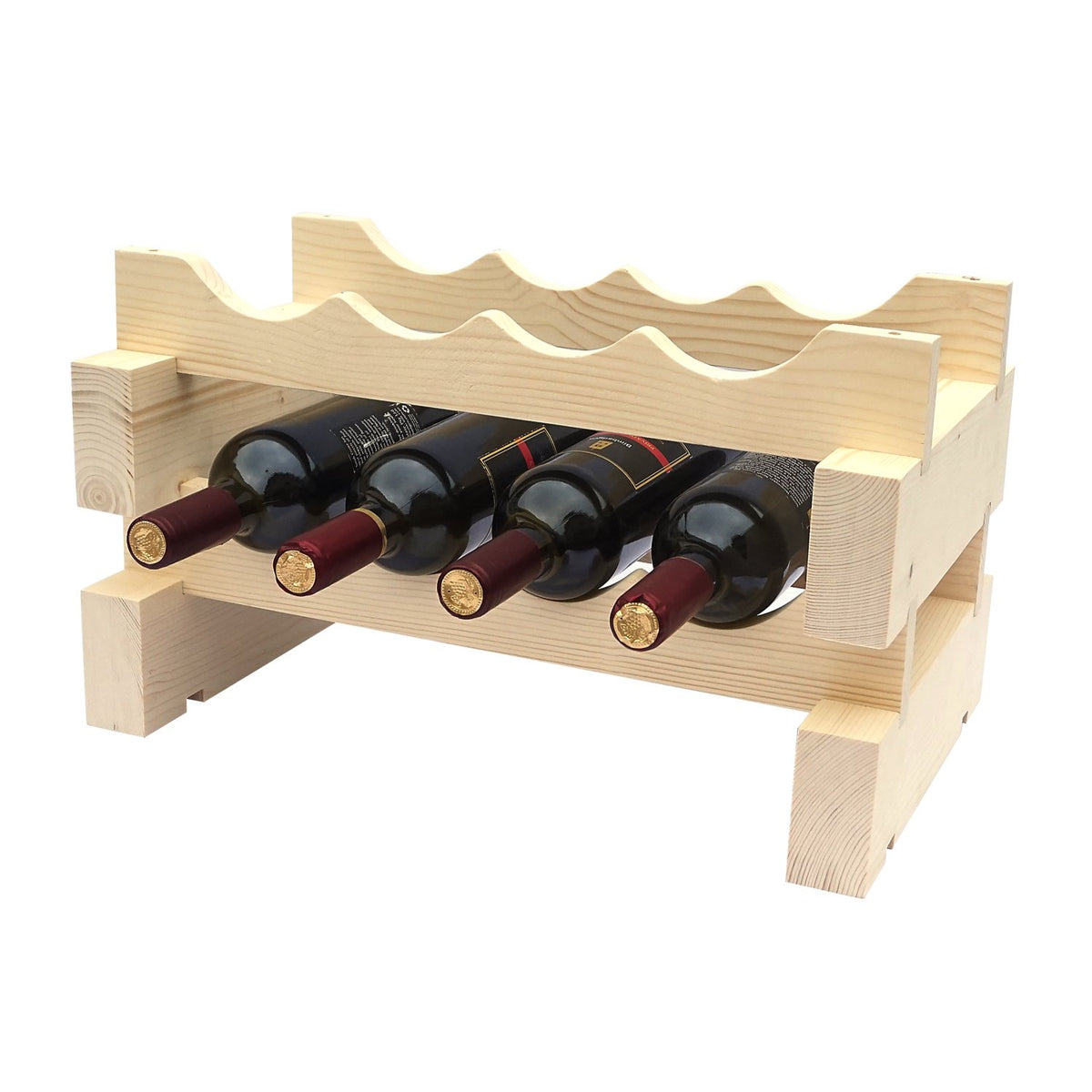 4 Bottle Modular Wine Rack - Natural Finish