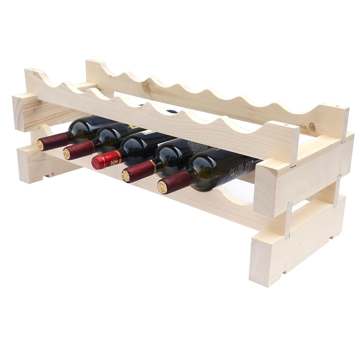7 Bottle Modular Wine Rack - Natural Finish