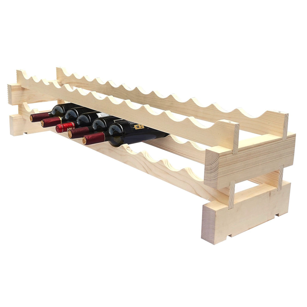 12 Bottle Modular Wine Rack - Natural Finish