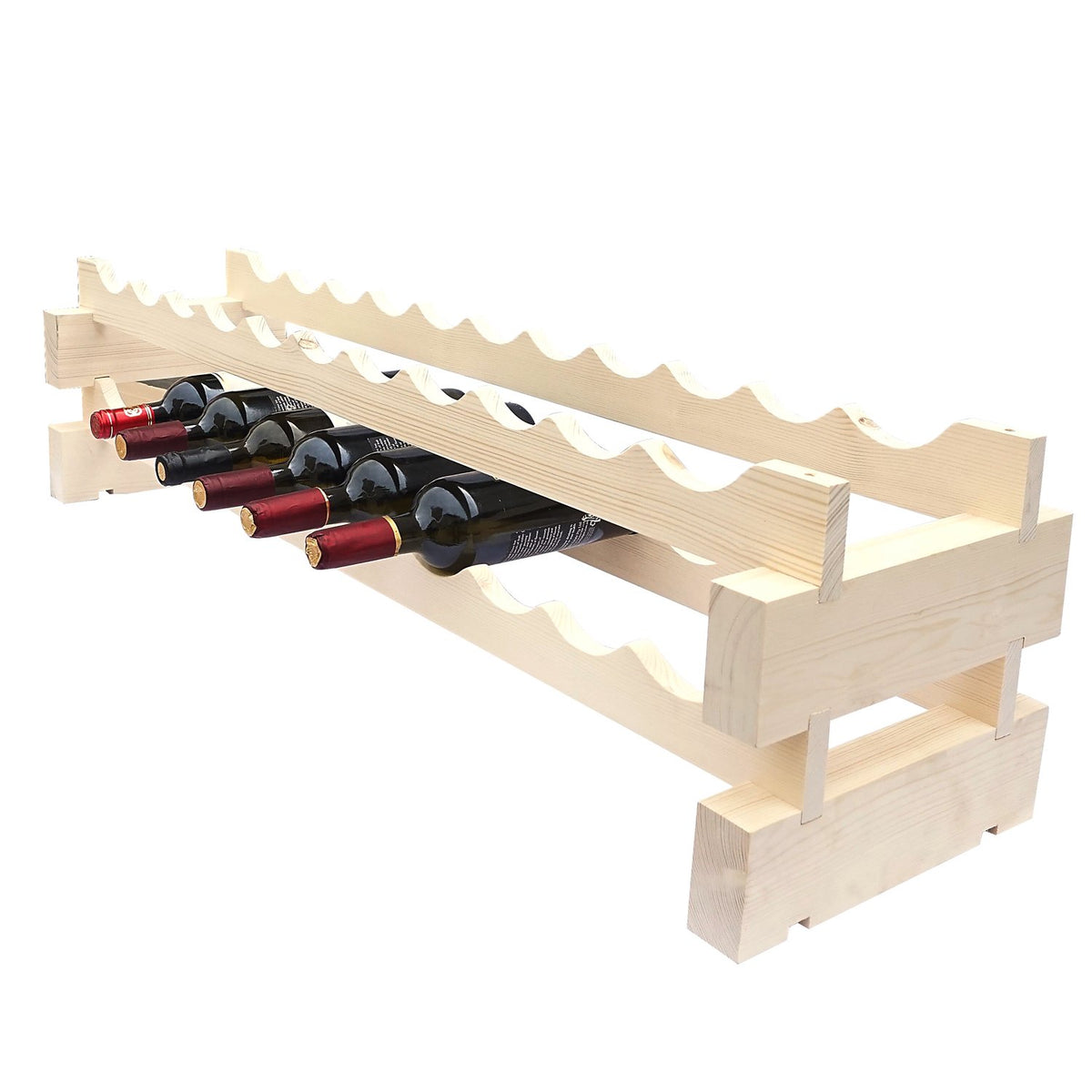 11 Bottle Modular Wine Rack - Natural Finish
