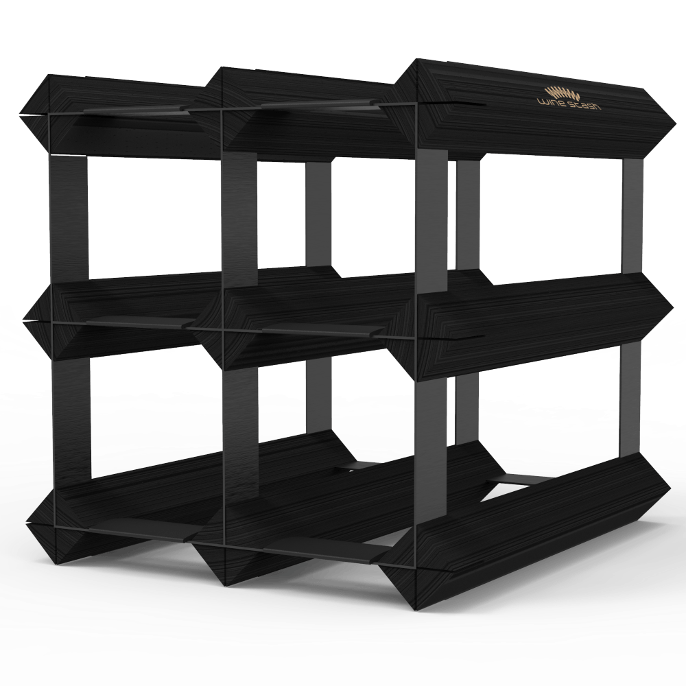 6 Bottle Wine Rack - Black Onyx Finish