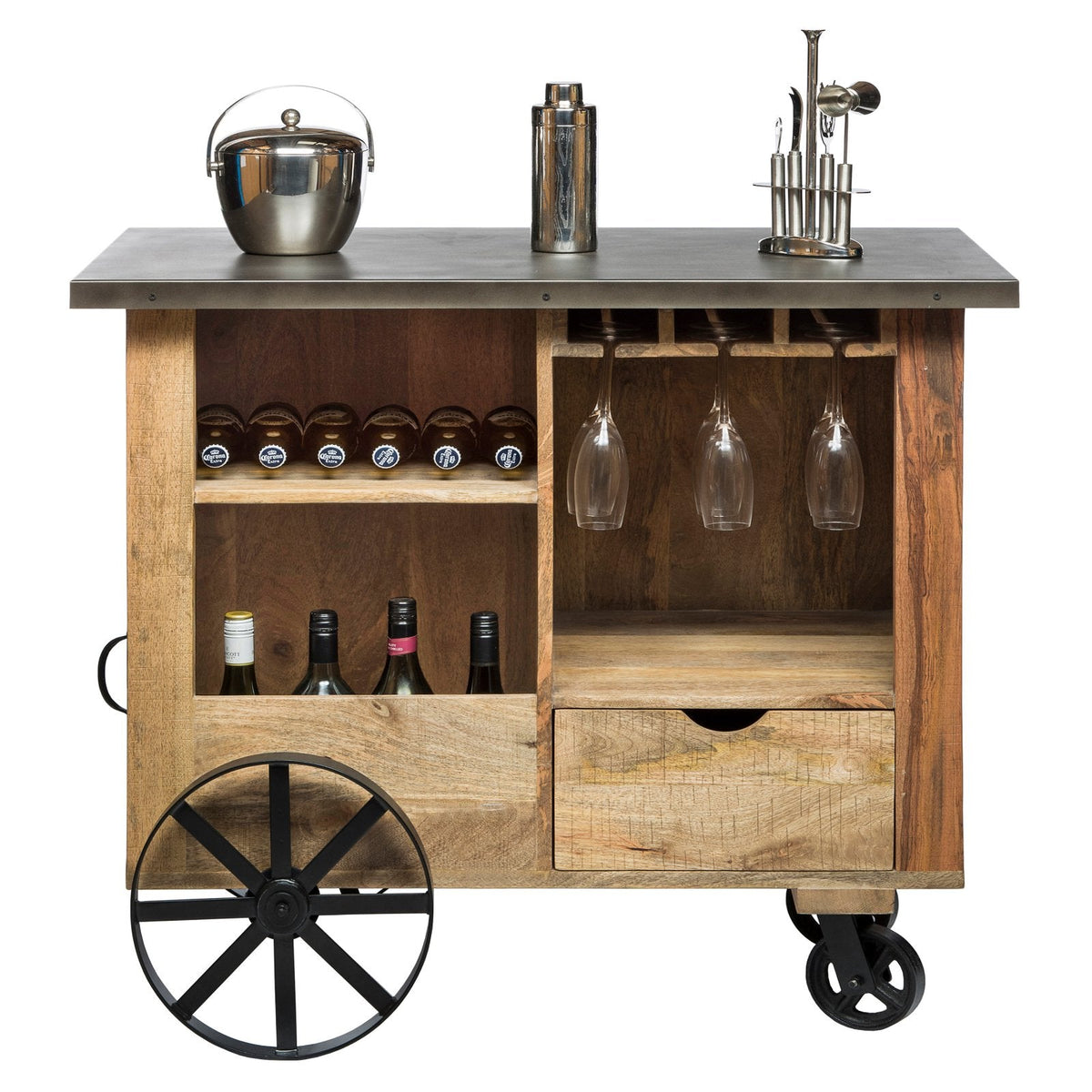 Industrial Bar Cart Cabinet