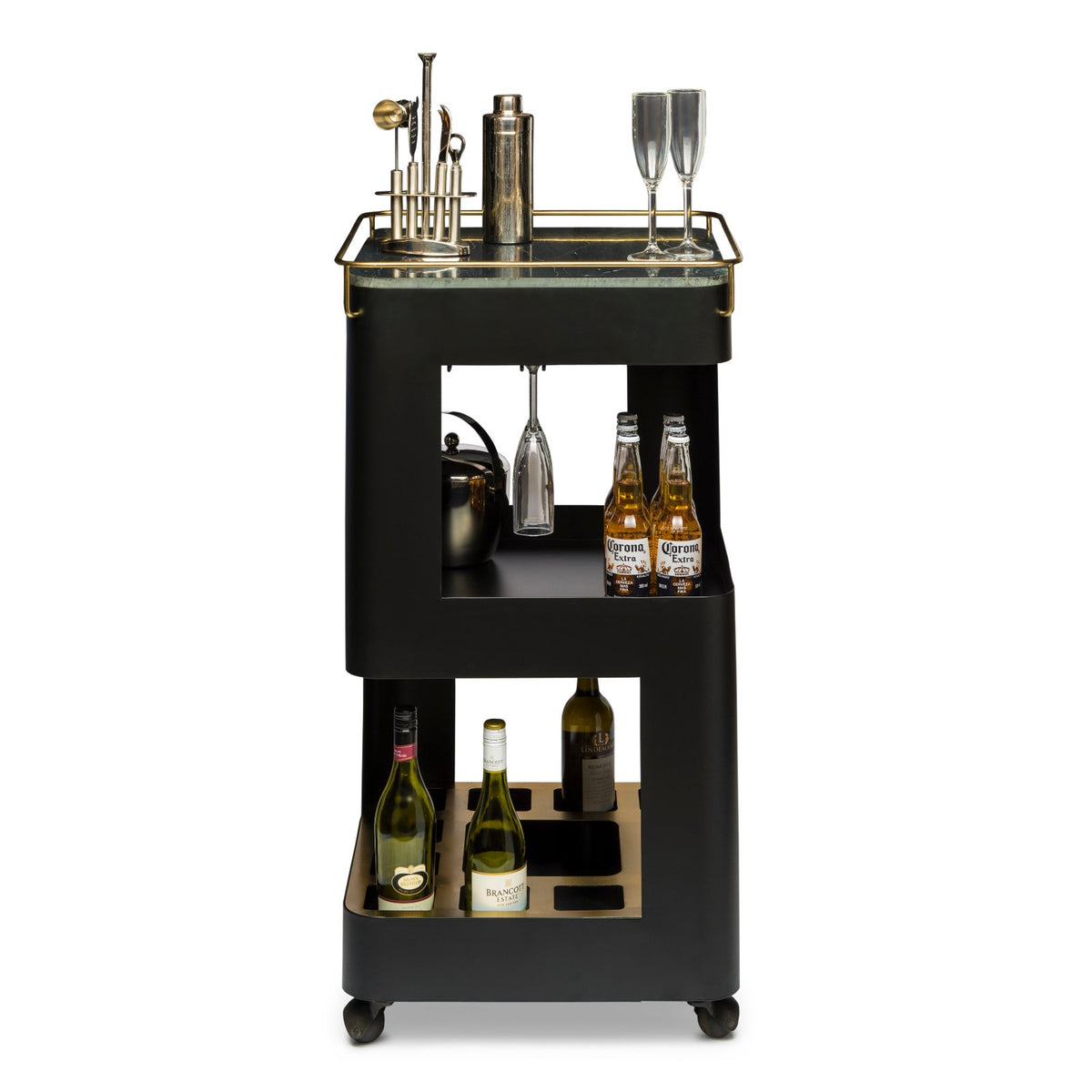 Miniature Bar Cart with Marble Top - Wine Stash UK