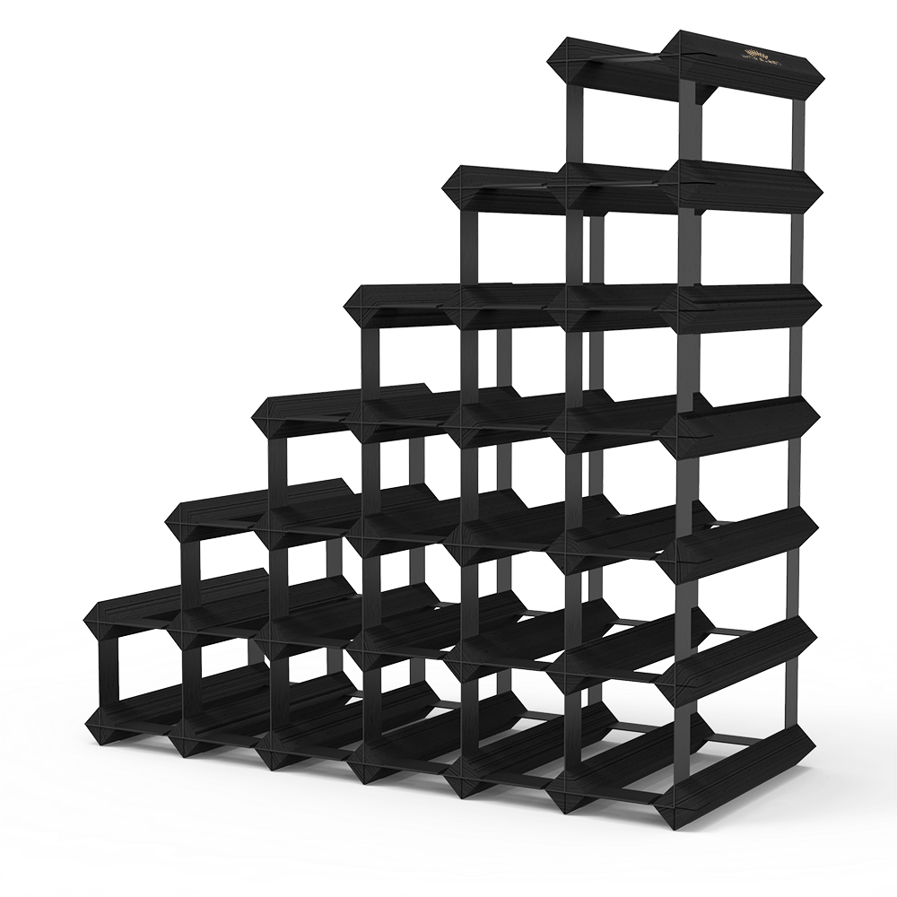 Sloped Timber Wine Rack - Black Onyx Finish