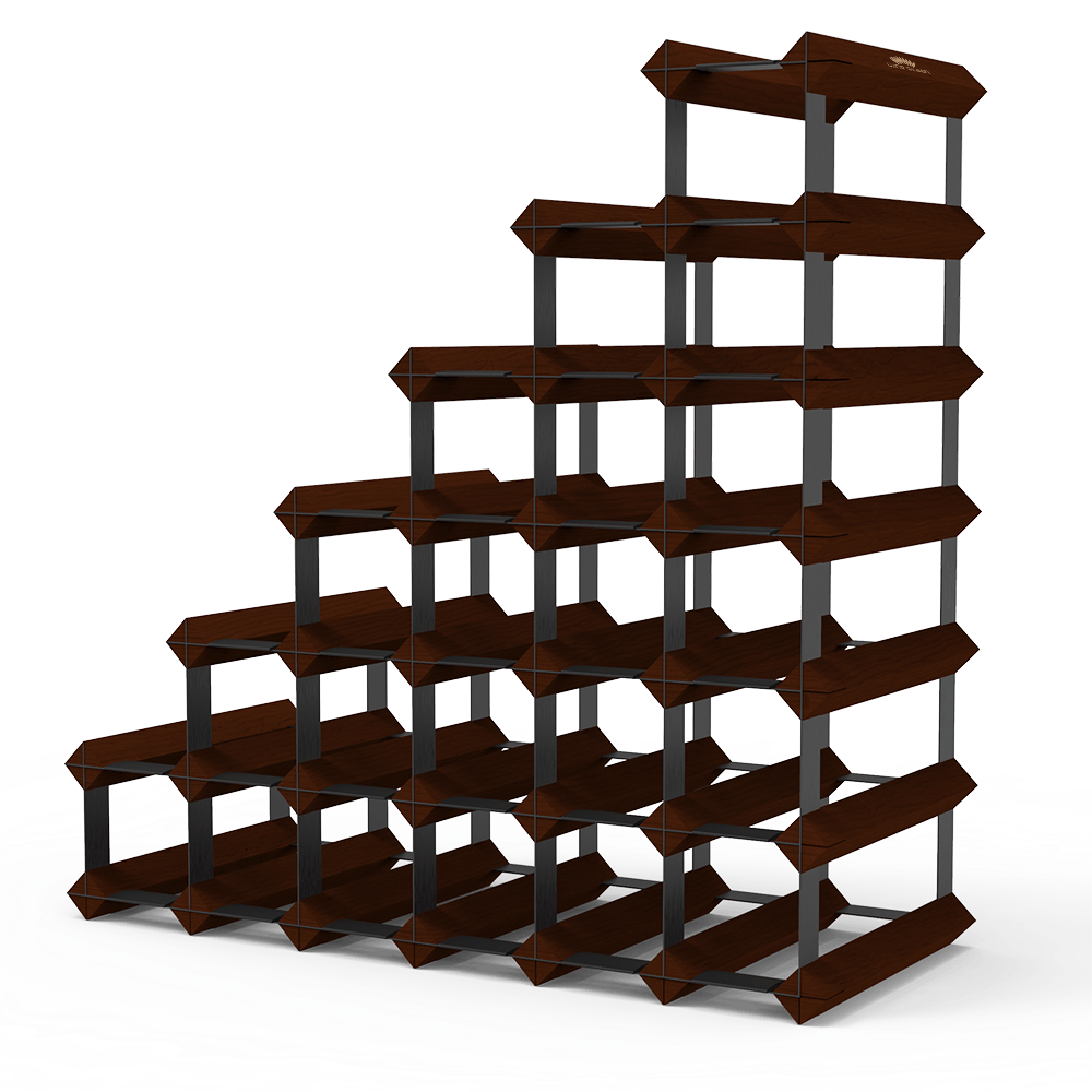 Sloped Timber Wine Rack - Dark Mahogany Finish